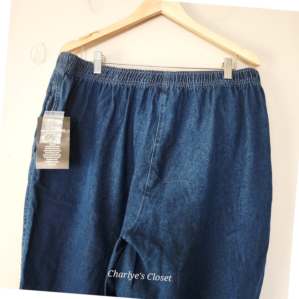 Woman Within Blue Denim Straight Leg‎ Pull-on Jeans Plus Size 22W Petite NWOT - Picture 2 of 7